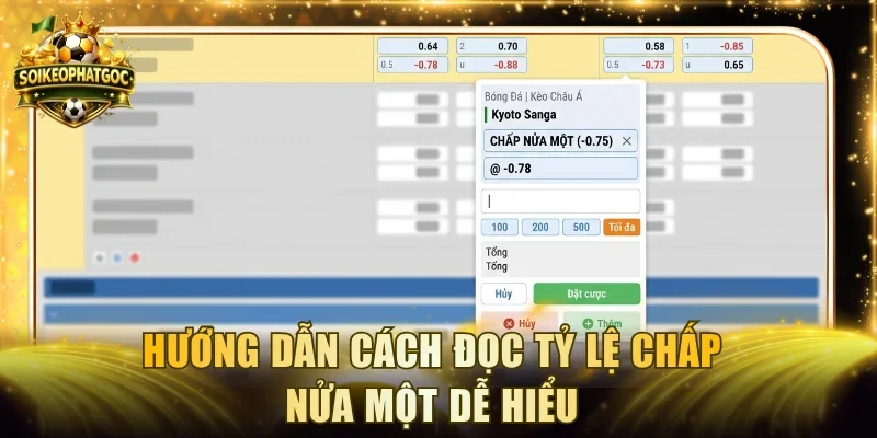 Hướng dẫn cách đọc tỷ lệ chấp nửa một dễ hiểu
